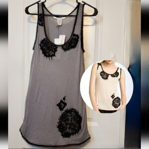 NWT Diane Von Furstenberg Tank Kama Silk Blend Lace Detail Top Blouse Small DVF